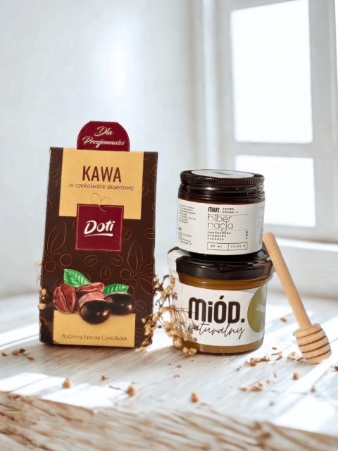 Zestaw prezentowy z miodem i świecą